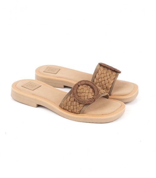 Sandalias bajas cuero suela trenzado