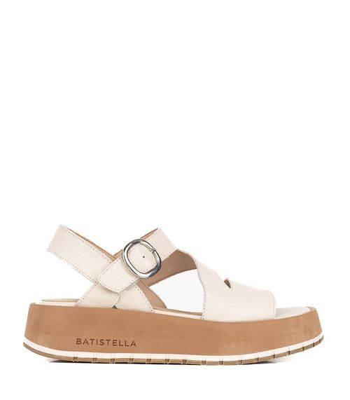 Sandalias con plataforma baja de cuero beige