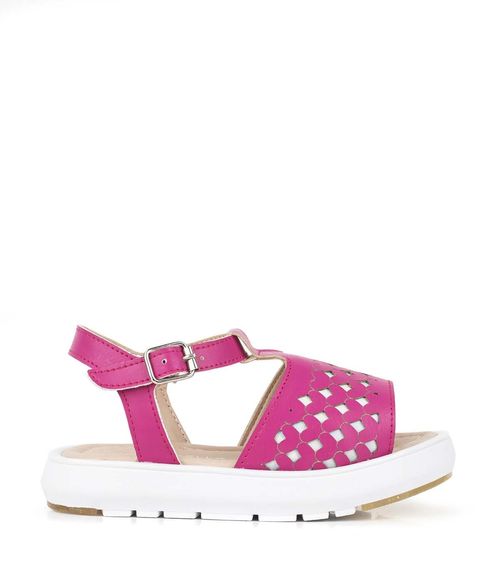 Sandalias con plataforma en símil cuero fucsia