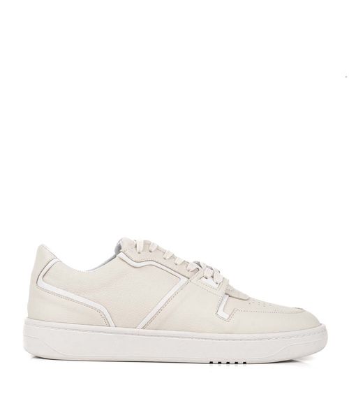 Zapatillas estilo tennis de cuero en beige combinado