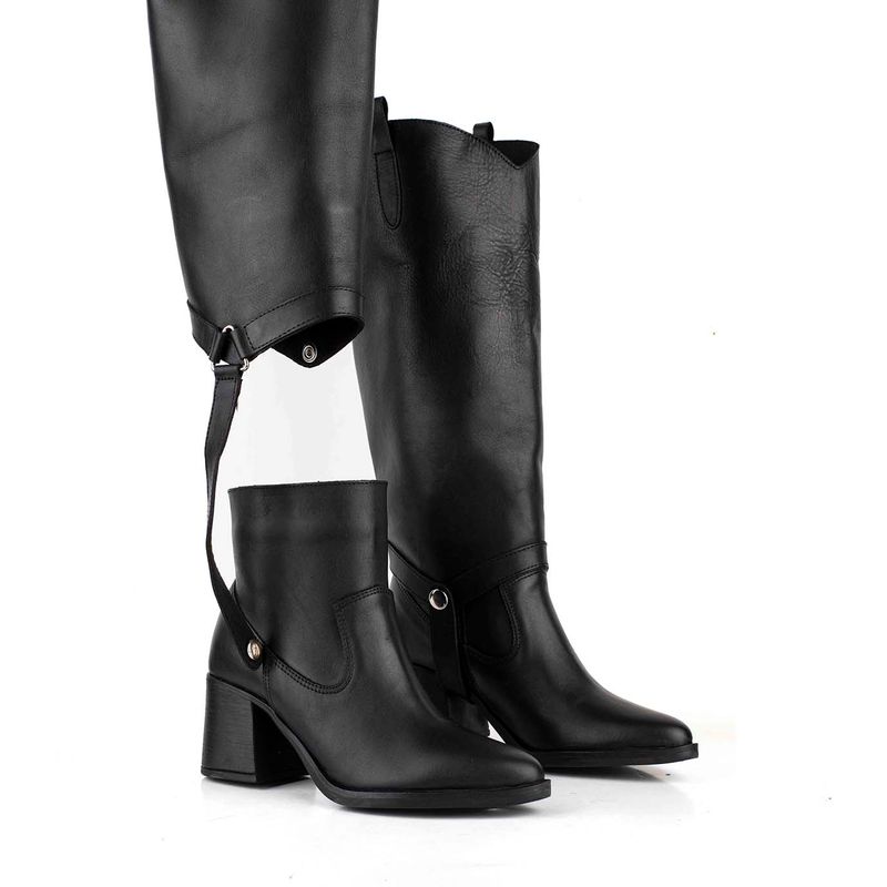 Black Botas De Cuero Negro Botas Altas Negras Botas De Montar