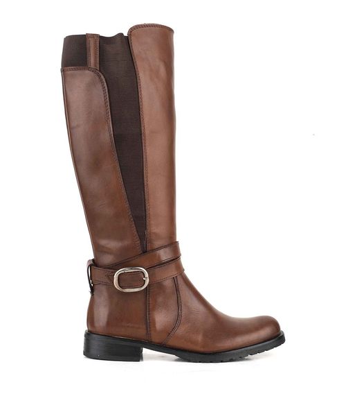 Botas de montar con elástico en cuero cogñac