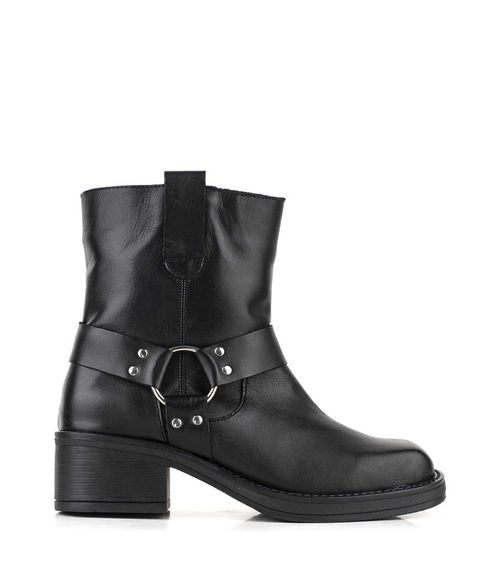 Botas biker de cuero negro con herraje