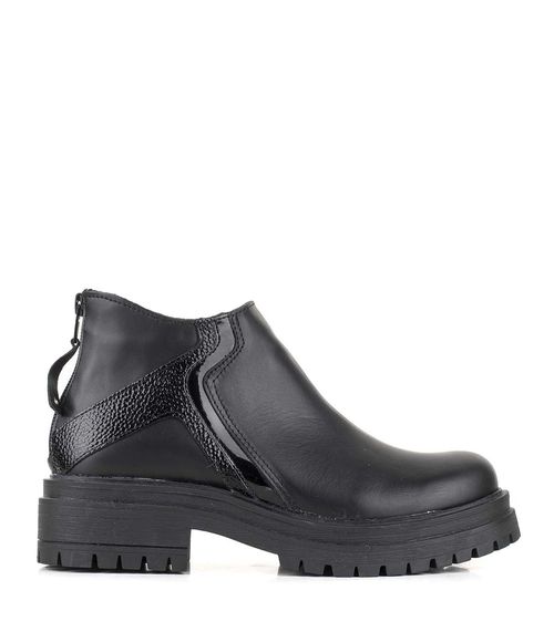 Botas cortas con base en cuero negro combinado