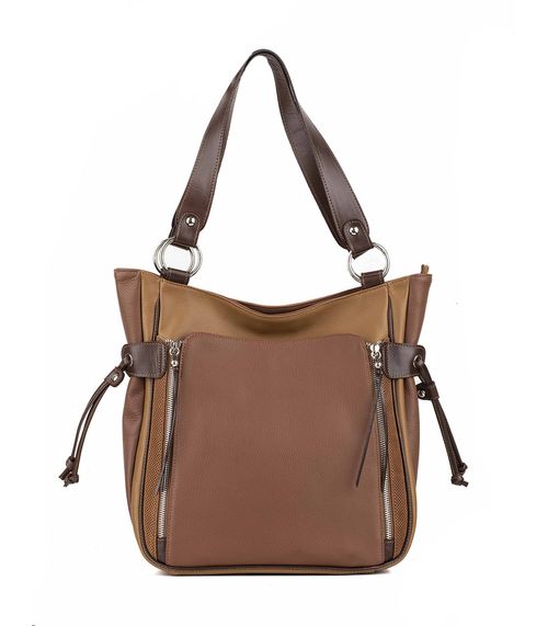 Cartera de cuero en marrón combinada