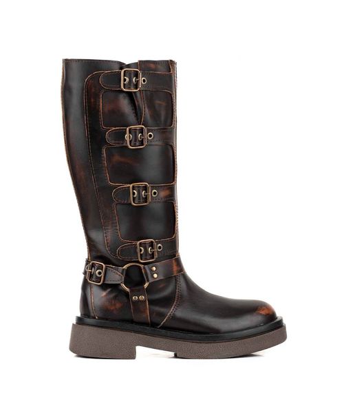 Botas altas moteras de cuero vintage