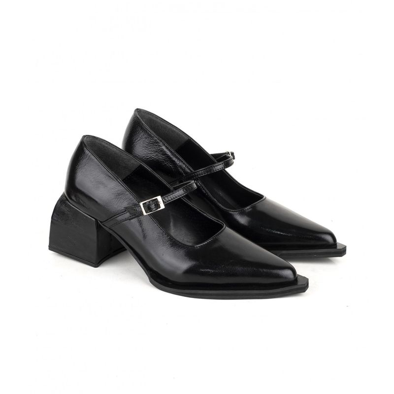 Mary Jane Flats De Charol Negro Black Carmel Patent Buckled Mary