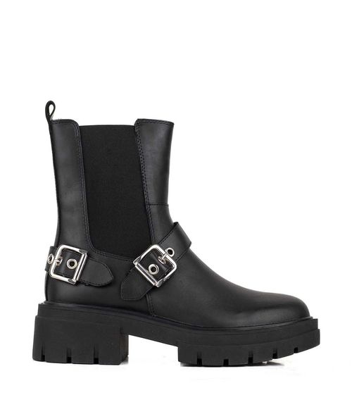 Botas Chunky Boots en cuero negro con hebillas