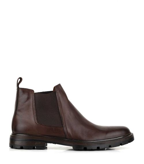 Botas de cuero para hombre con elástico en marrón