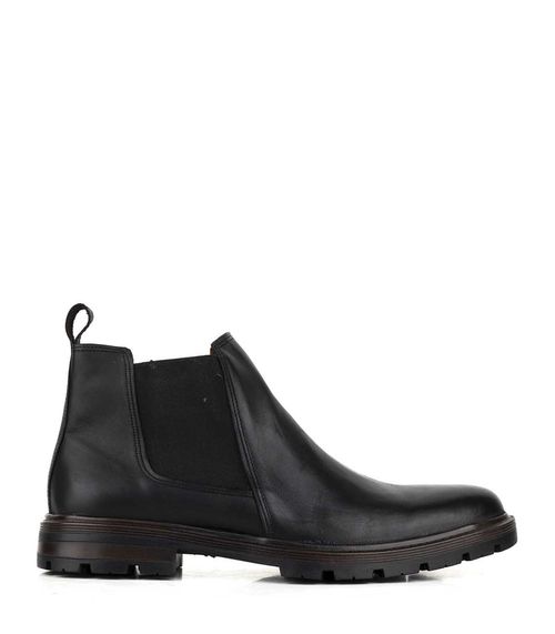 Botas de cuero para hombre con elástico en negro