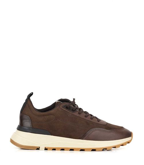 Zapatillas urbanas sport de cuero y gamuza en marrón