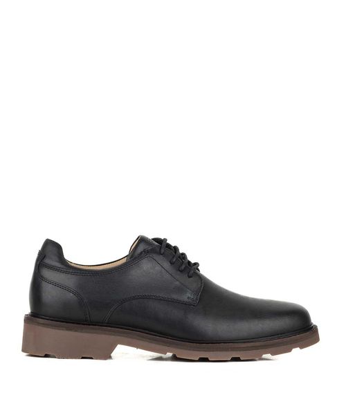 Zapato casual de cuero negro con cordones para hombre