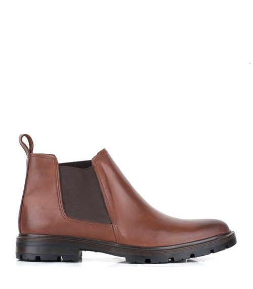 Botas de cuero para hombre con elástico en suela oscuro