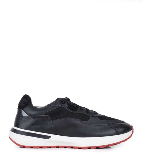 Zapatillas urbanas sport en cuero y tela negro
