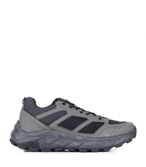 Zapatillas trekking de material sintético y tela gris con tope regulable