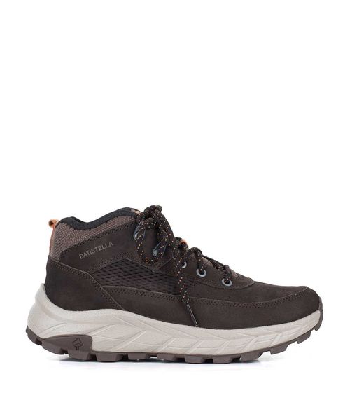 Zapatilla outdoor de dama en cuero y tela cafe