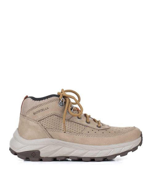Zapatilla outdoor de dama en cuero y tela natural