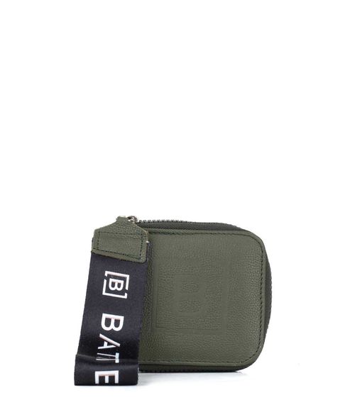 Mini billetera de cuero en verde/militar