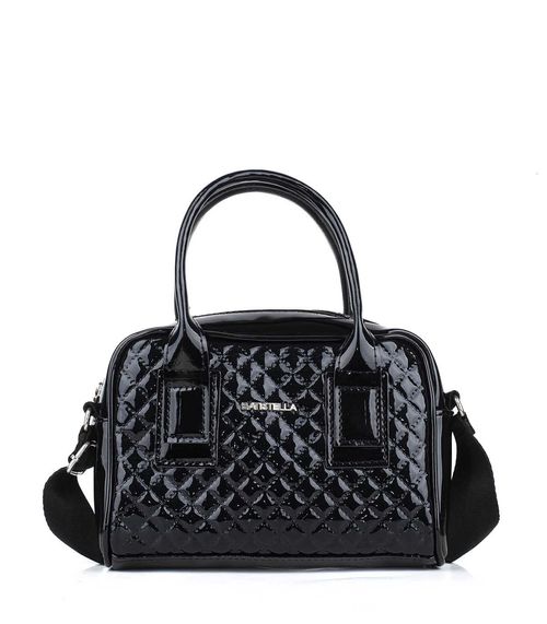 Mini bag de símil charol matelassé negro