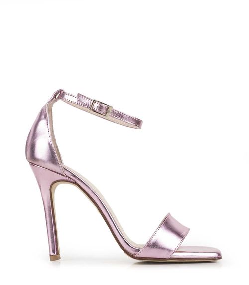 Sandalias de fiesta metalizada rosa