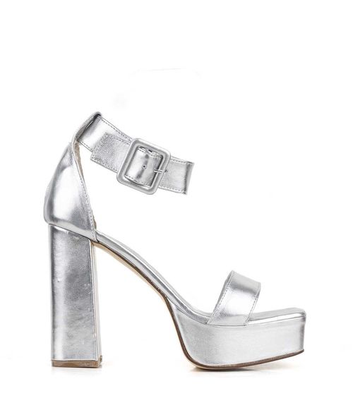 Sandalias de fiesta de cuero plata
