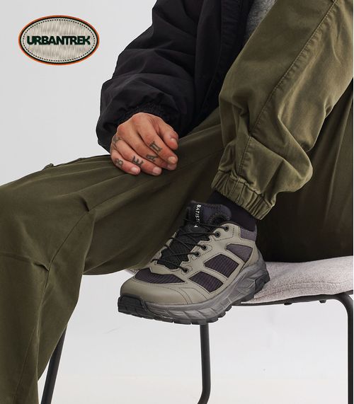 Zapatillas trekking de material sintético y tela gris con tope regulable