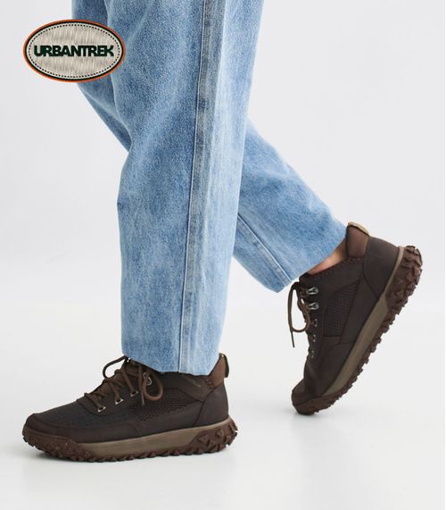 Zapatillas trekking de cuero con puntera cocida en cafe