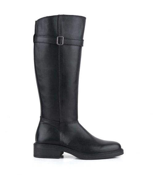 Bota de montar de cuero negra con taco bajo