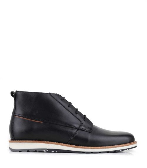 Botín urbano de cuero negro con base combinada