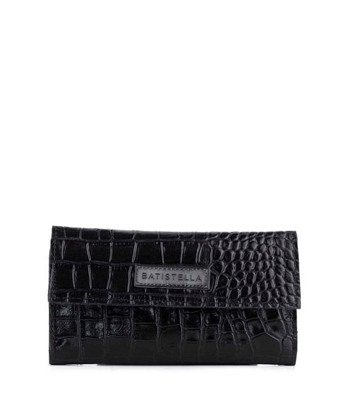 Billetera de cuero croco negro