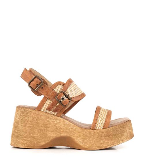 Sandalia de cuero con plataforma de goma