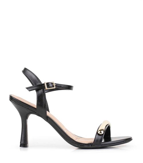 Sandalia alta simil con aplique metálico