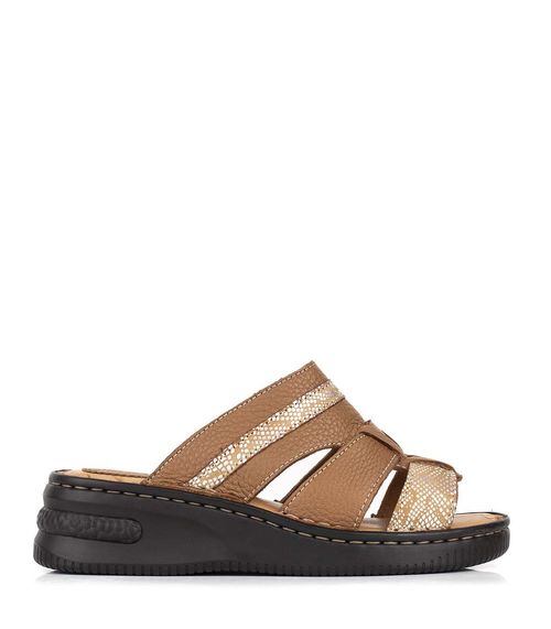 Zuecos de cuero con diseño símil reptil