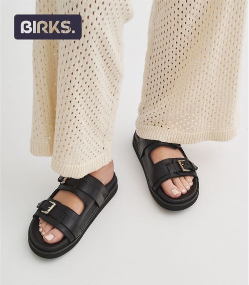 Birks de cuero con doble hebilla