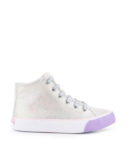 Zapatillas de tela con brillo y cierre lateral