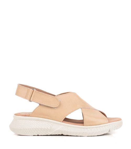 Sandalia baja de cuero con tiras cruzadas