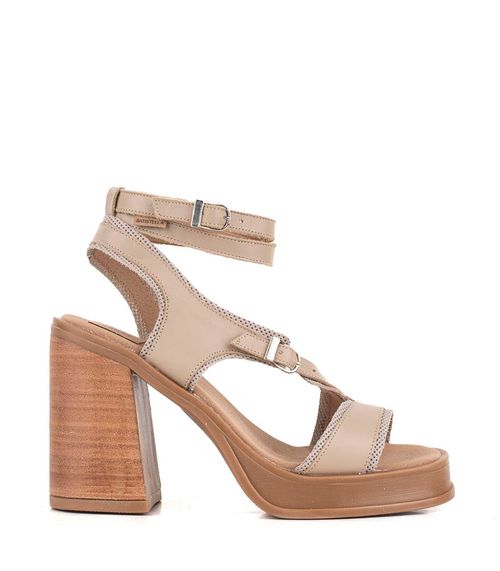 Sandalias de cuero con plataforma y taco ancho