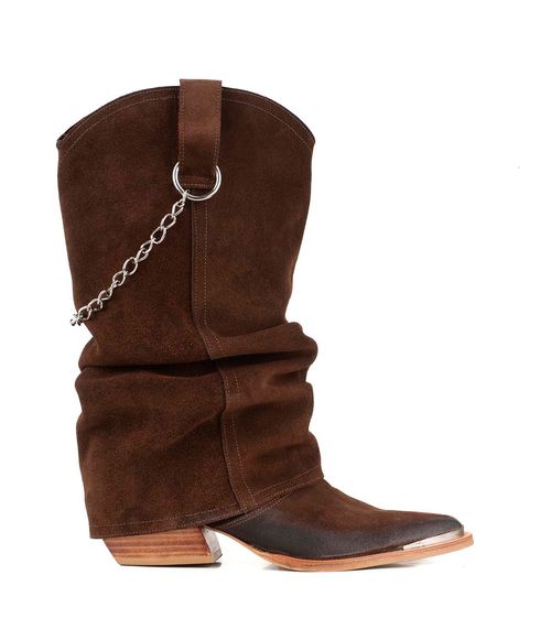 Bota texana de gamuza con puntera metálica