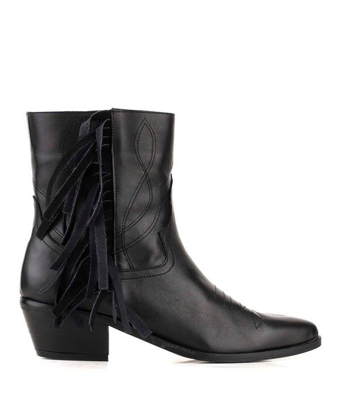 Bota texana de cuero con flecos