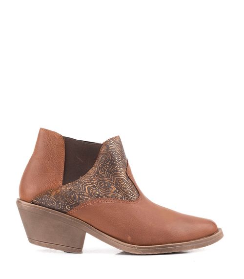 Botas cortas texanas de cuero con elástico lateral