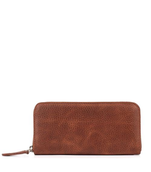 Billetera rectangular de cuero con cierre
